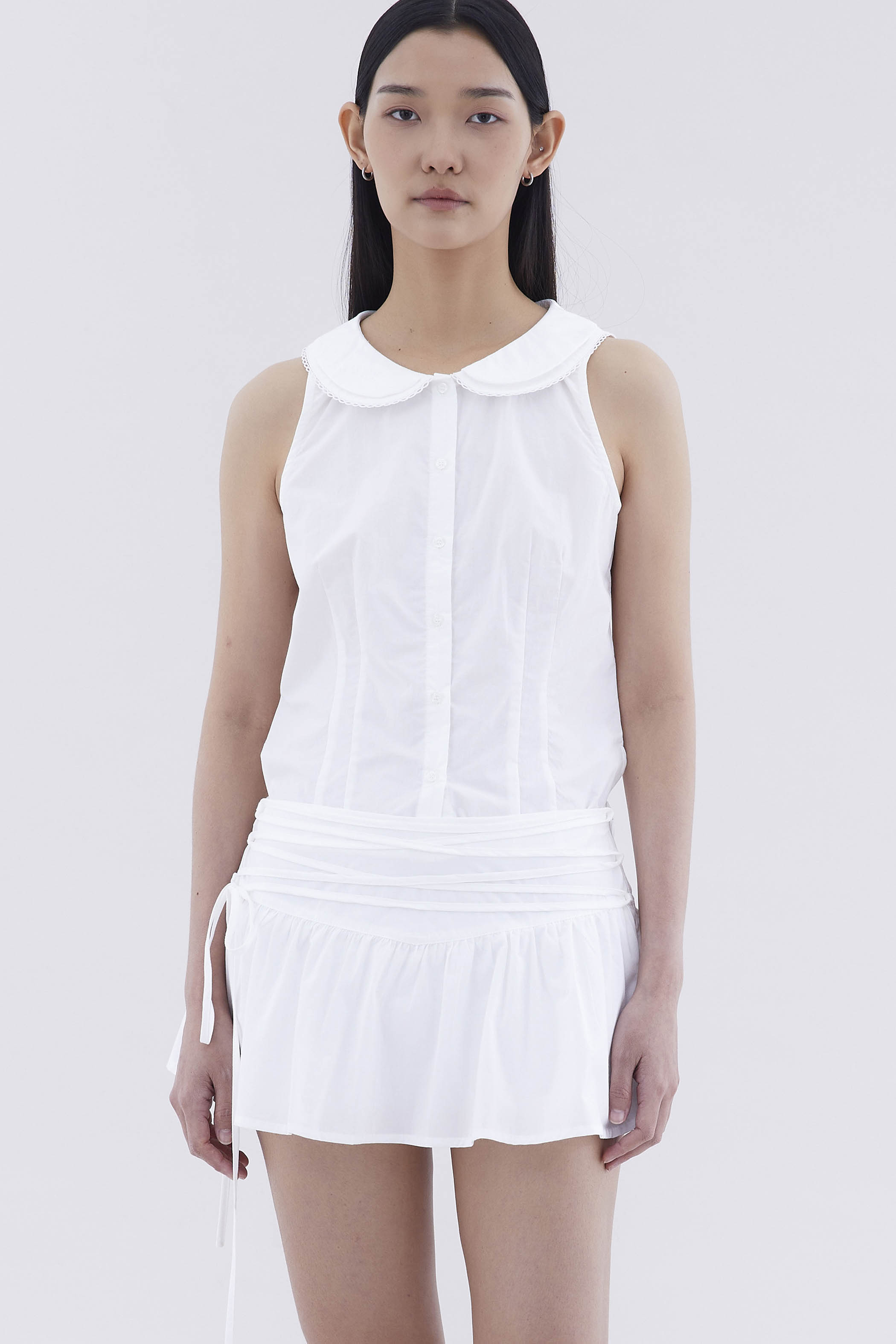Phylicia Double Collar Sleeveless Shirt