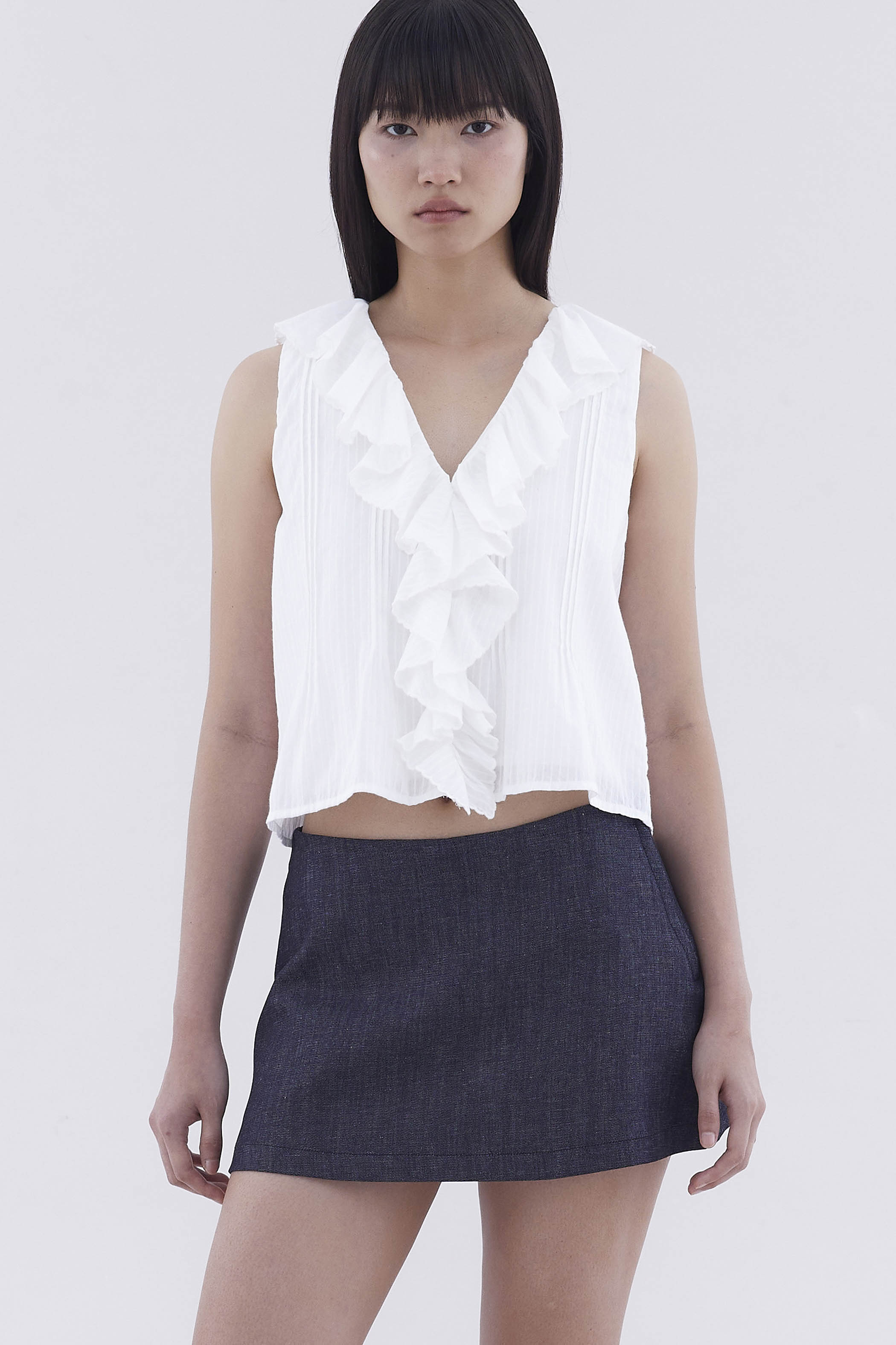 Olivie Ruffle Neck Top