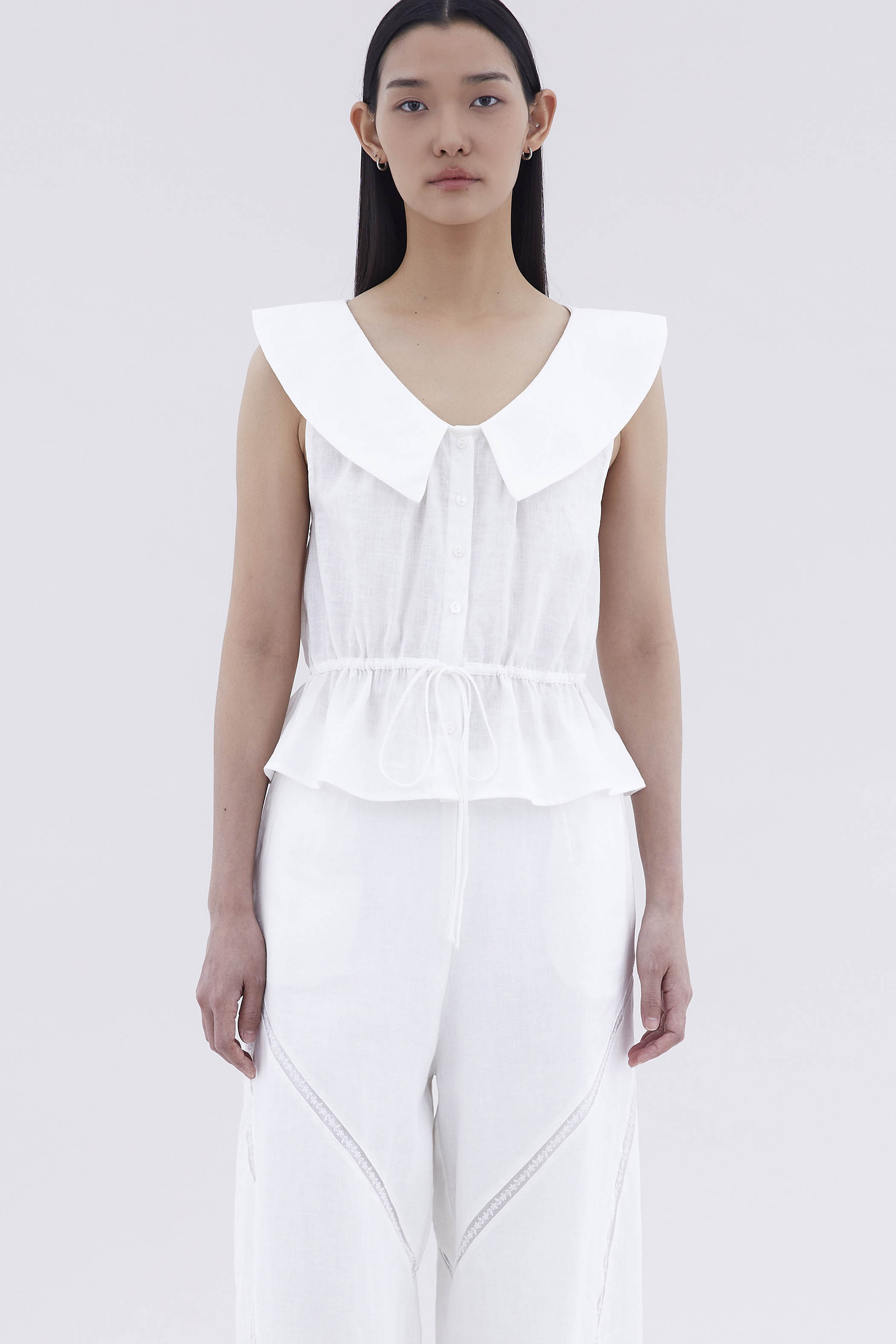 Arely Collared Drawstring Top