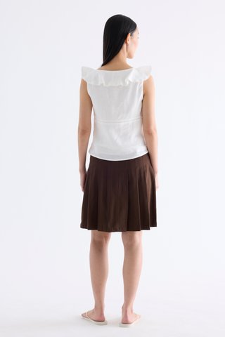 Quincy Ruffle-Collar Bustier Top