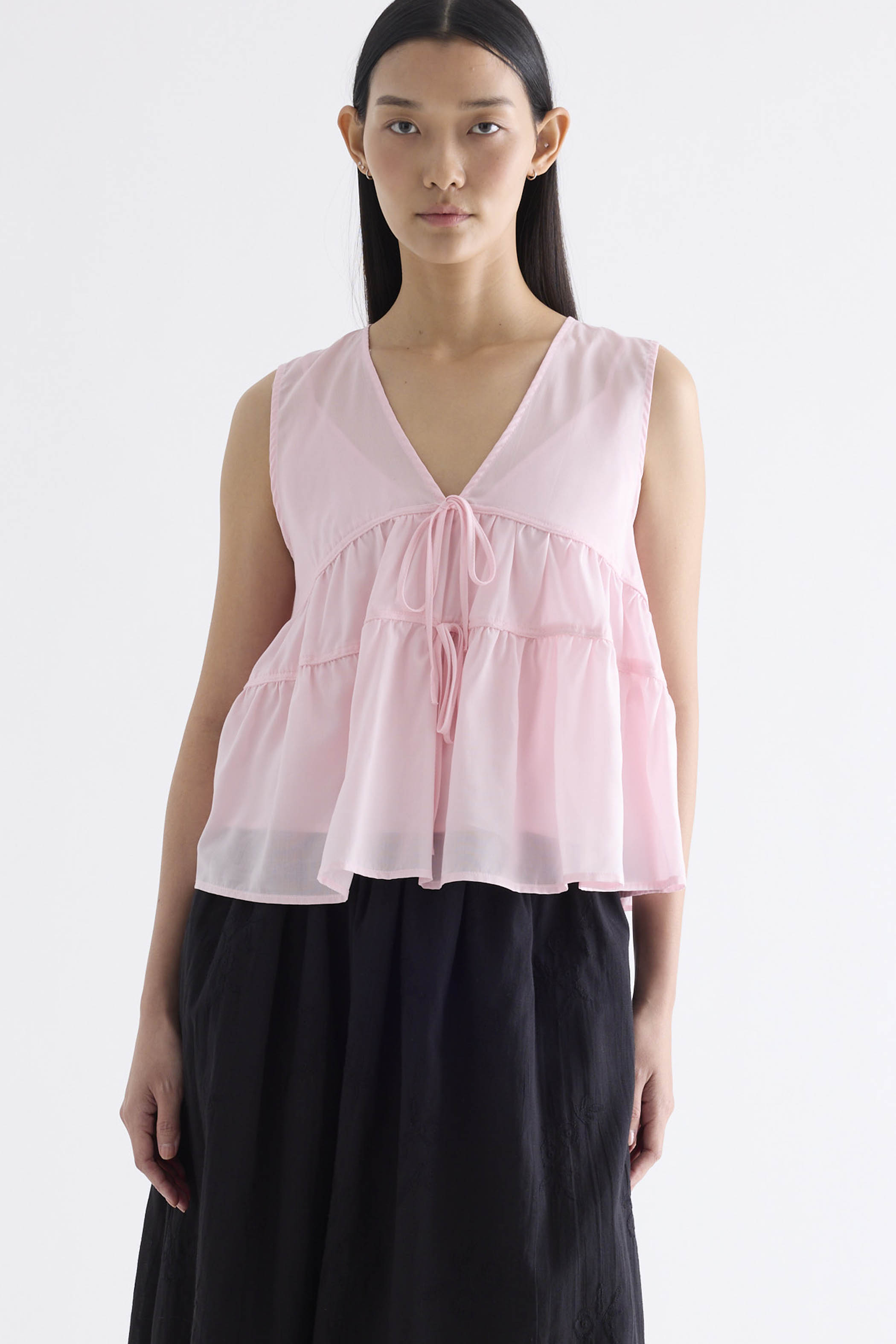 Fernella Ribbon-Tiered Top