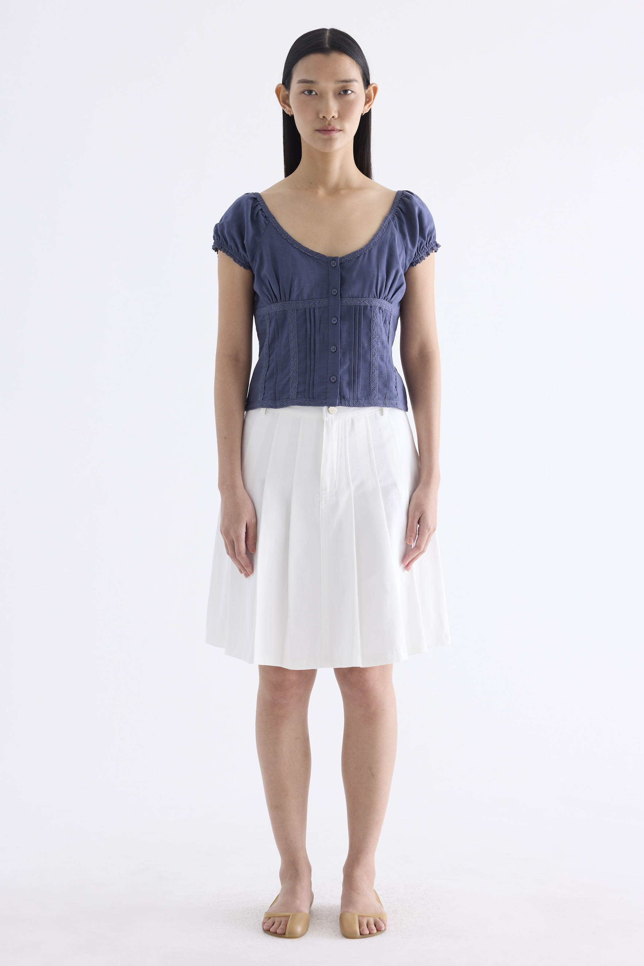 Kendella Low-Rise Pleated Skirt