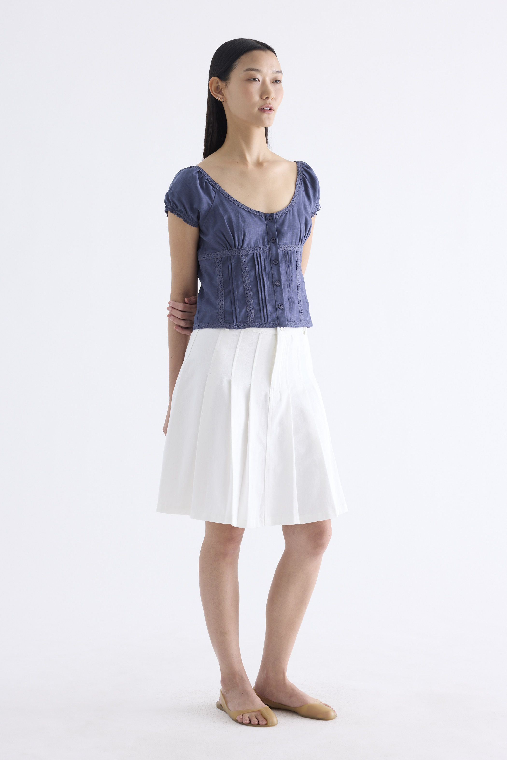 Kendella Low-Rise Pleated Skirt