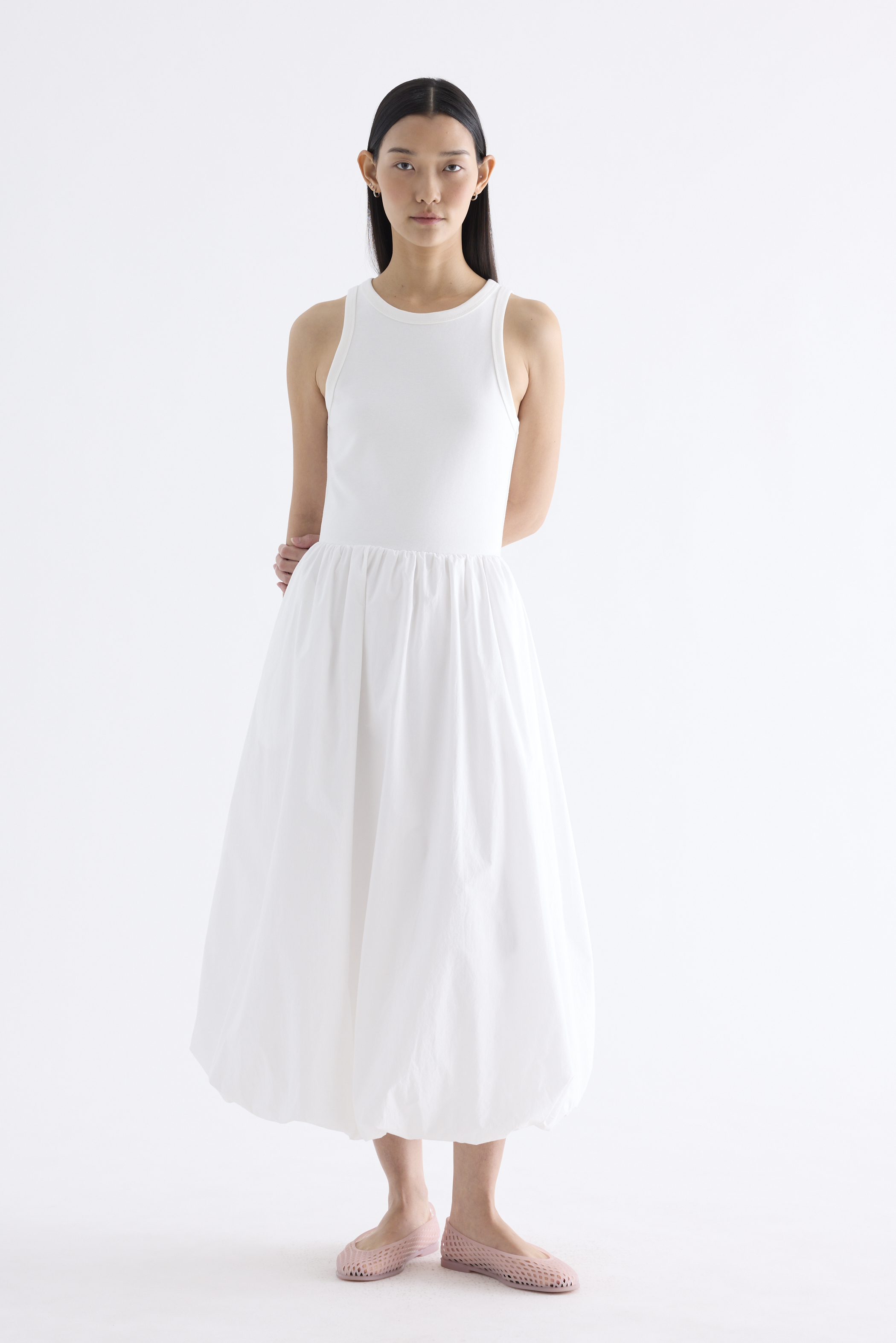 Maisy Ribbon-Tie Balloon Dress