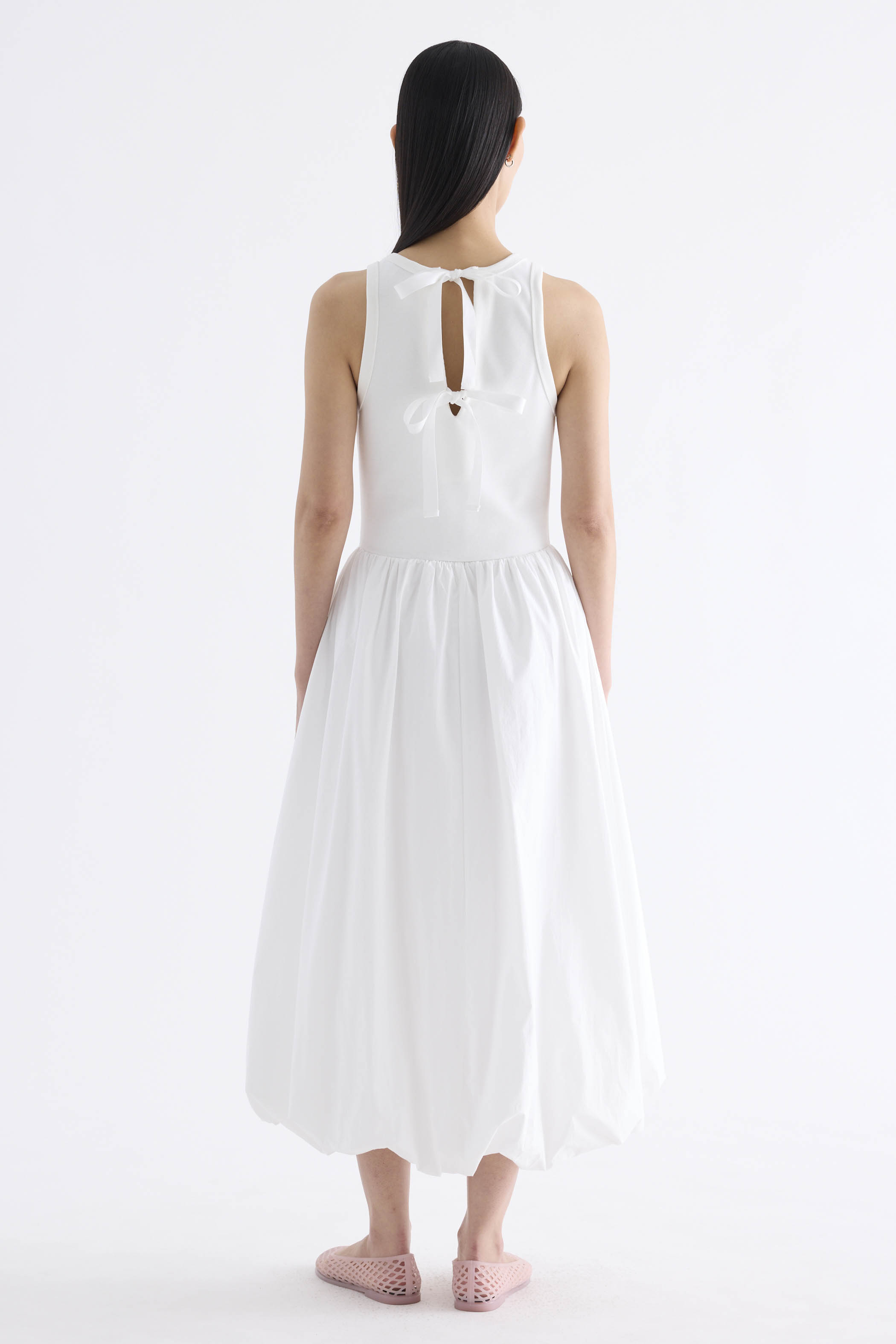 Maisy Ribbon-Tie Balloon Dress