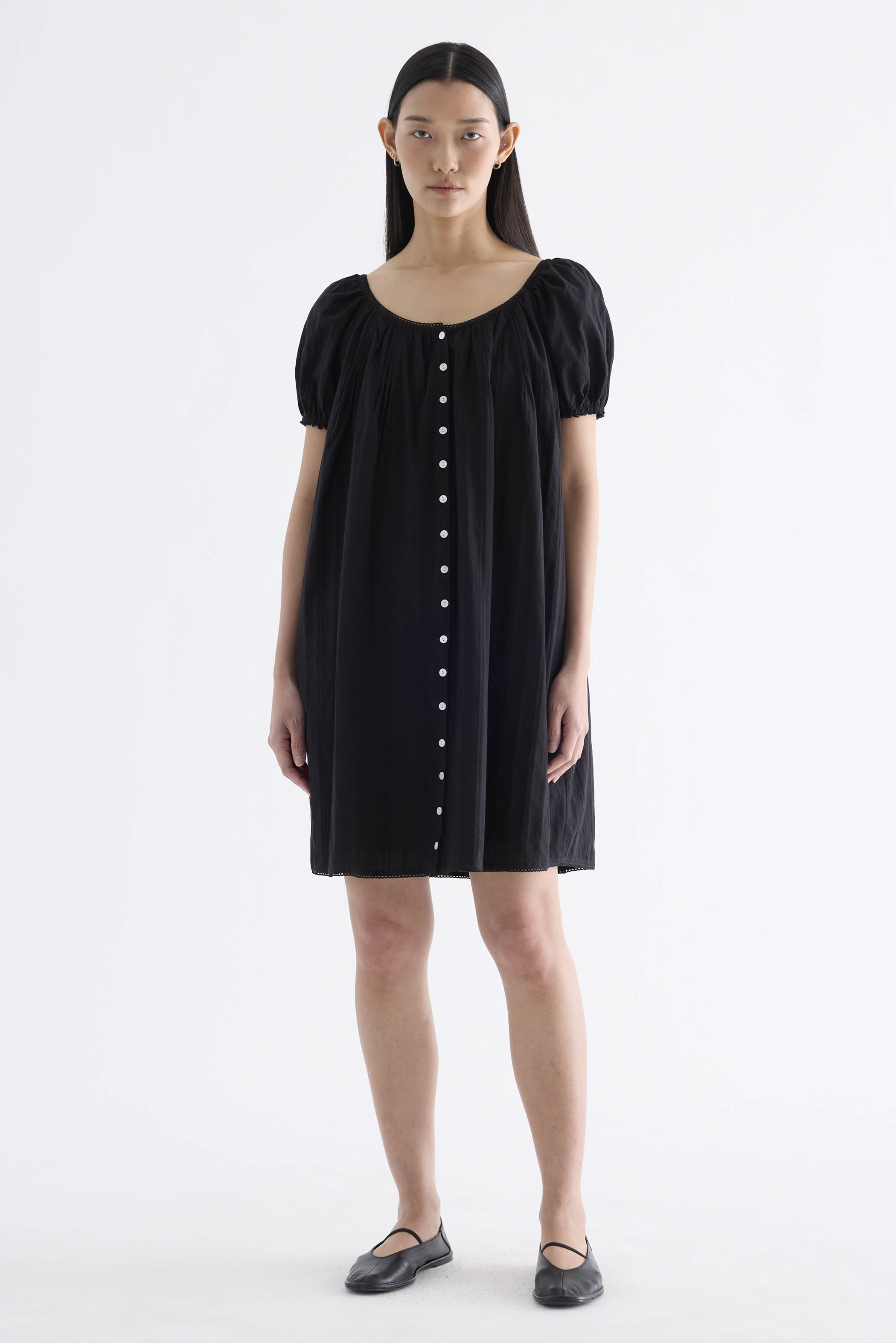 Arlette Scoop-Neck Lace-Trim Dress