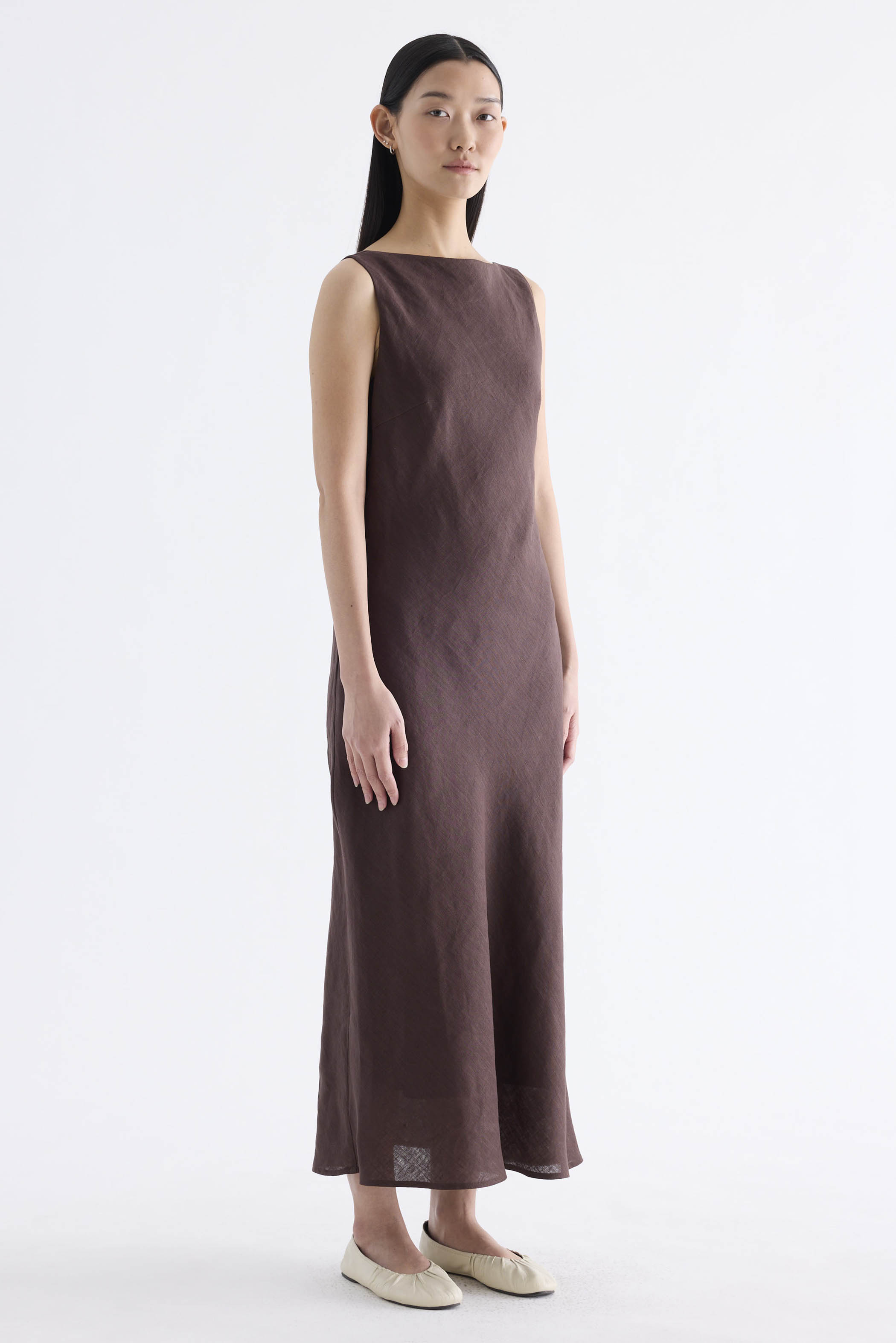Hazeline Boat-Neck Bias Dress