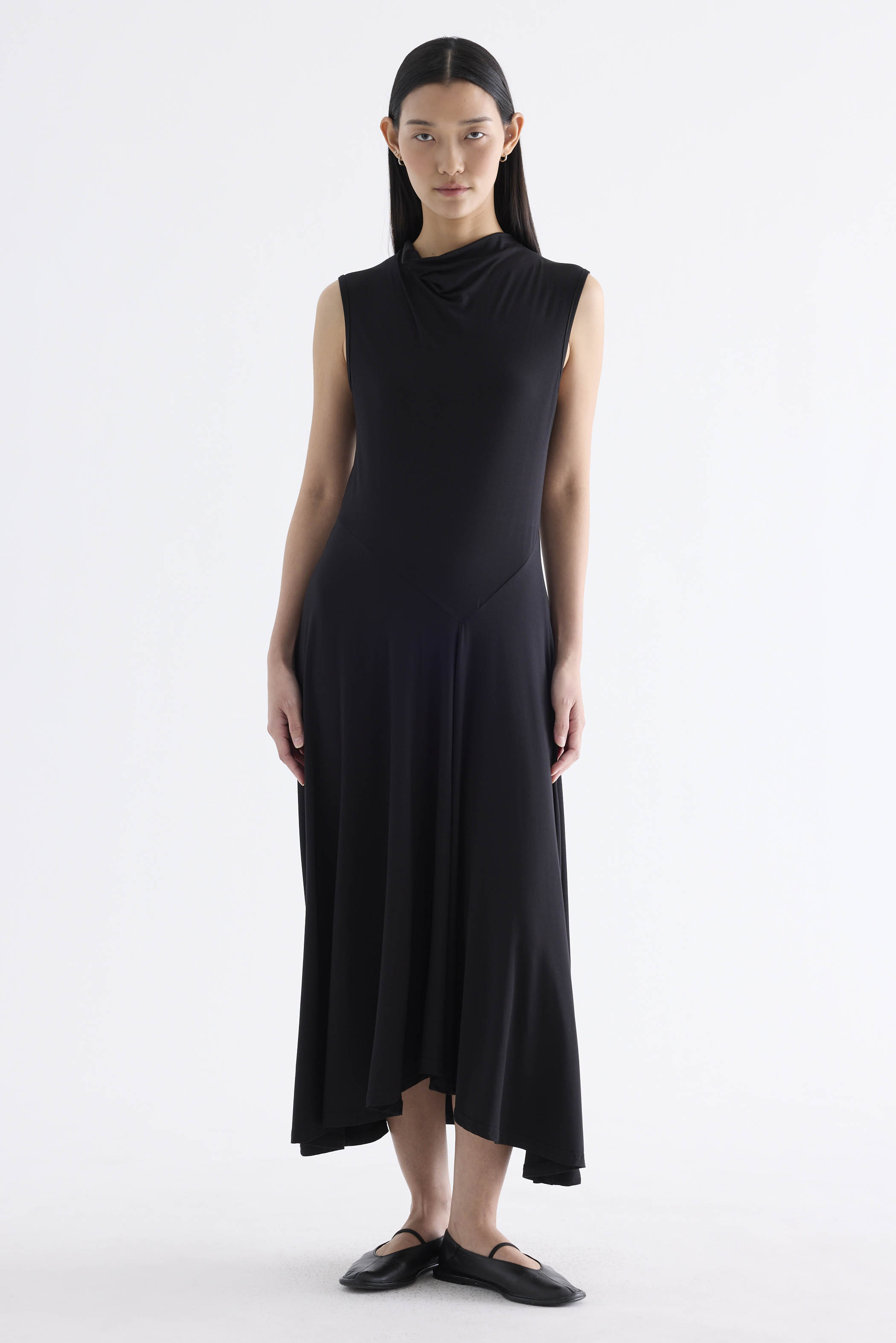 Irise Drape-Neck Asymmetrical Dress